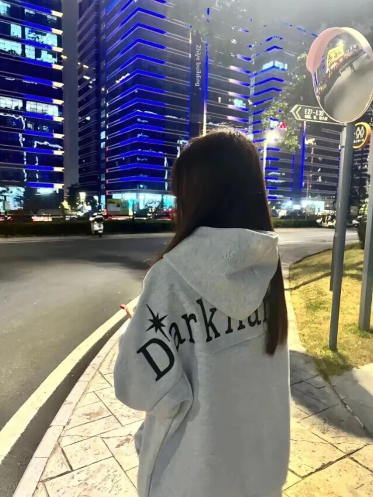 

Американская утепленная толстовка с вышивкой в стиле High Street для женщин, зимняя свободная модная куртка, повседневная верхняя одежда для пар