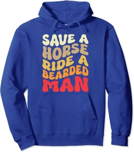 Polarshe Funny Save A Horse Ride A Bearded Man Groovy Bear Unisex Hooded Sweatshirt