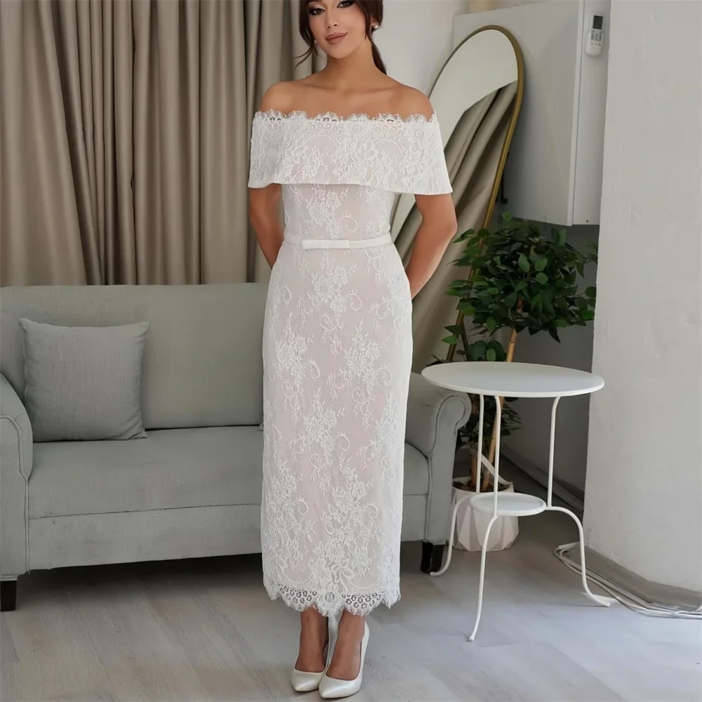 Customized Formal Dress Evening Prom Gown Dearin Off-the-shoulder Column Ankle Length Skirts Applique Lace Print Bespoke Occasio