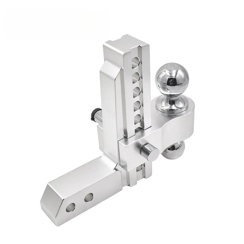 New 8\ Silver Aluminium Alloy Drop Adjustable Hitch Tow Trailer Wheel Towing Ball Mount
