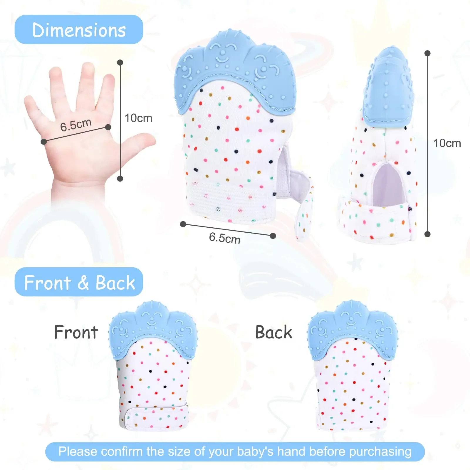 2Pack Silicone Teething Mitts Infant Soothing Mitten for Pain Relief Glove Design Prevents Scratches Safe Silicone Teething Toys