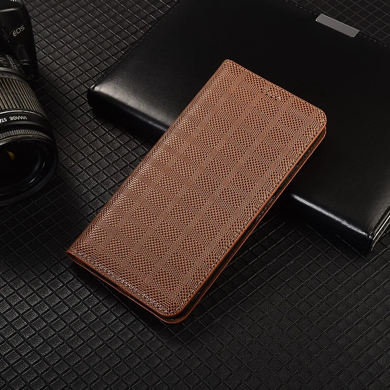 Funda con tapa de cuero genuino con rejilla cruzada para Infinix Note 12 30 30i 40 40 40S 40X 50 50S 50X G96 Pro Plus NFC VIP fundas para tarjetas