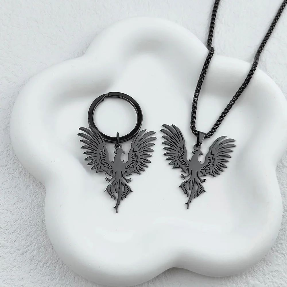 Albanian Eagle Necklace Keychain Stainless Steel Men's and Women's Phoenix Pendant Necklaces Jewelry Wholesale Direct Sales