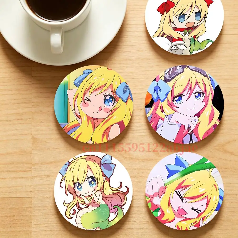 D-Dropkick on My Devil Jashin-chan Round Wooden Coaster Decorative Coffee Cup for Use in Coffee Shops Bars