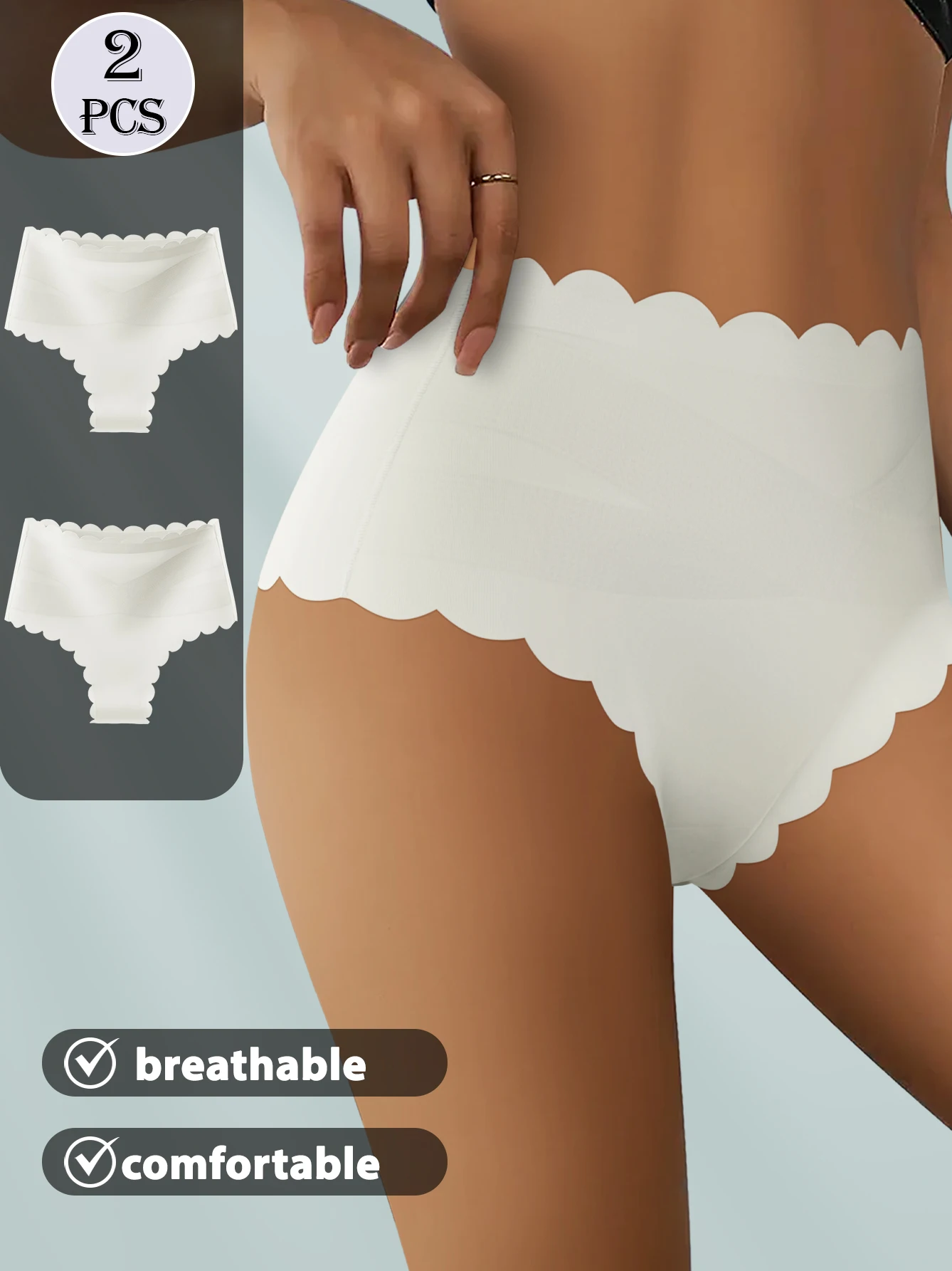 

Комплект из 2 бесшовных женских трусиков с эффектом утяжки живота, с перекрестной передней частью, волнистым краем, подтягивающие ягодицы, дышащие, мягкие, на каждый день