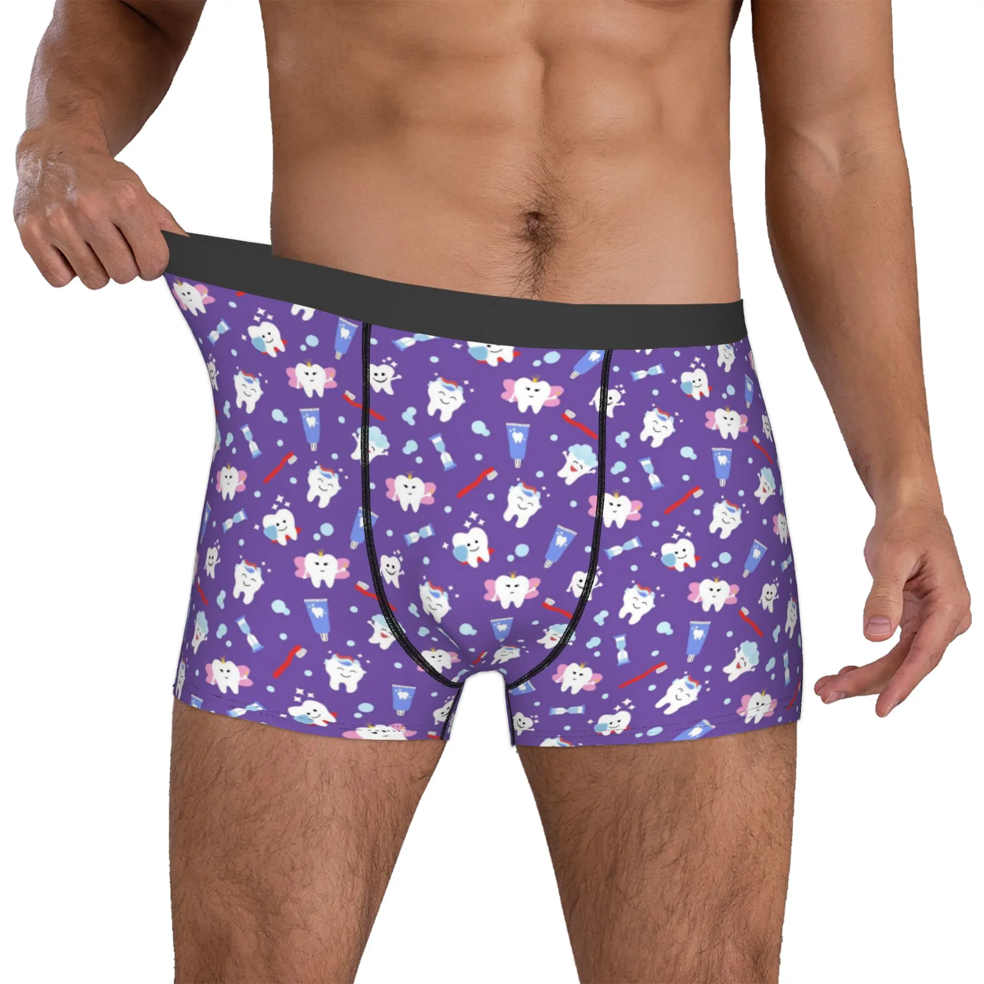 Cute Cartoon Smiling Teeth Dental Boxers Shorts Mens  Briefs Underwear Fashion Underpants