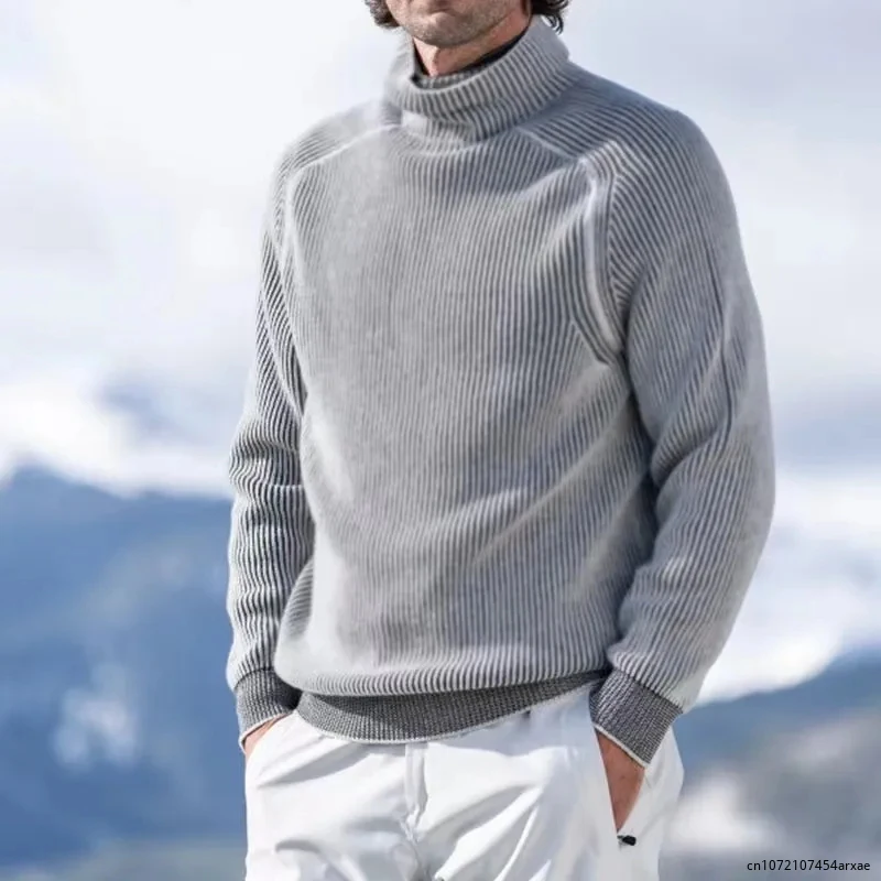 Sweat à col roulé à manches longues pour hommes, pulls côtelés solides, vêtements décontractés pour hommes, pull pour hommes, t-shirts en velours côtelé, haut, printemps, automne