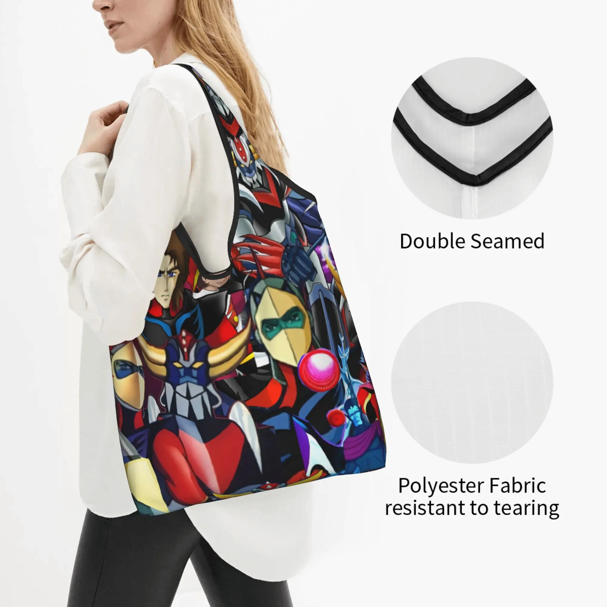 Cute Print Comic G-Grendizeres Manga Tote Shopping Bags Portable Shopper Shoulder Manga Handbag