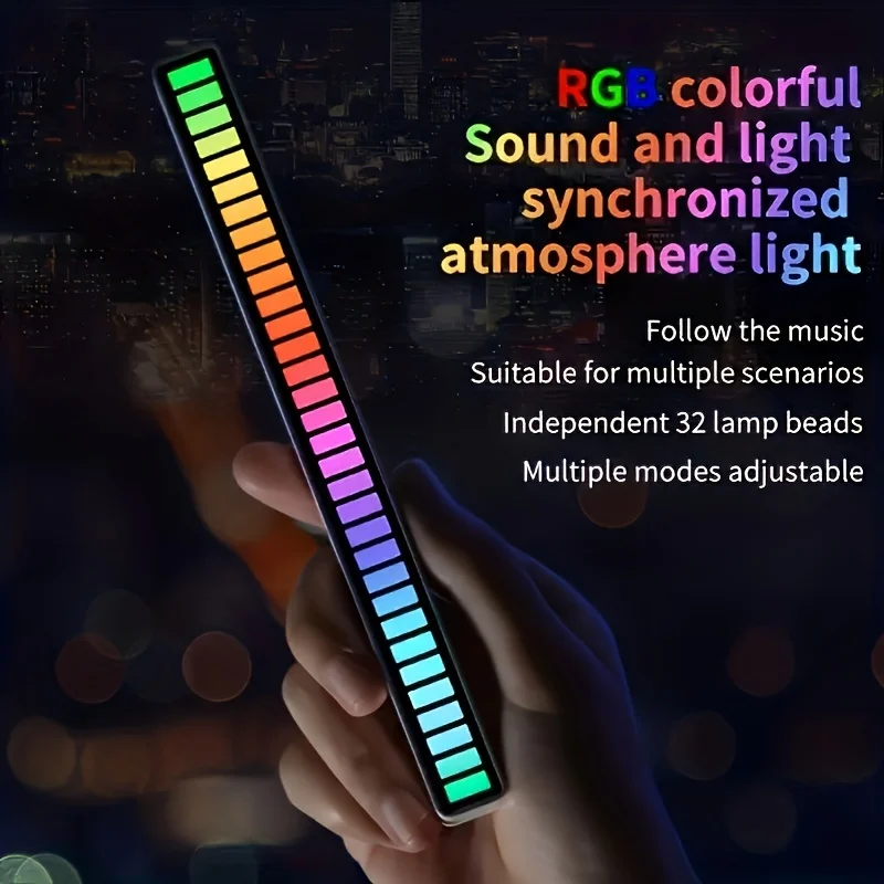 Rgb Voice Controlled Synchronized Rhythm Light, Internet Famous Colorful Music Atmosphere Light, Car Desktop Sensing Creative