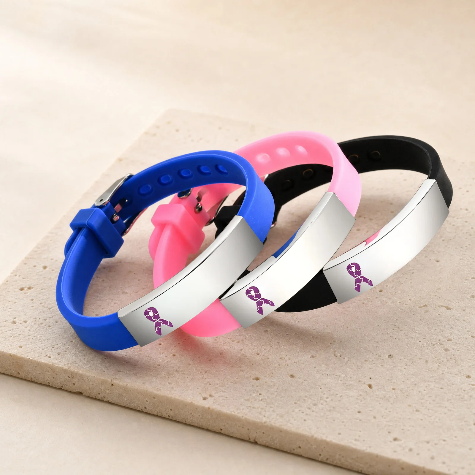 Custom Medical Alert ID Bracelet, Waterproof Adjustable Silicone Emergency Wristband for Autism Alzheimer's Epilepsy Men Women view 3