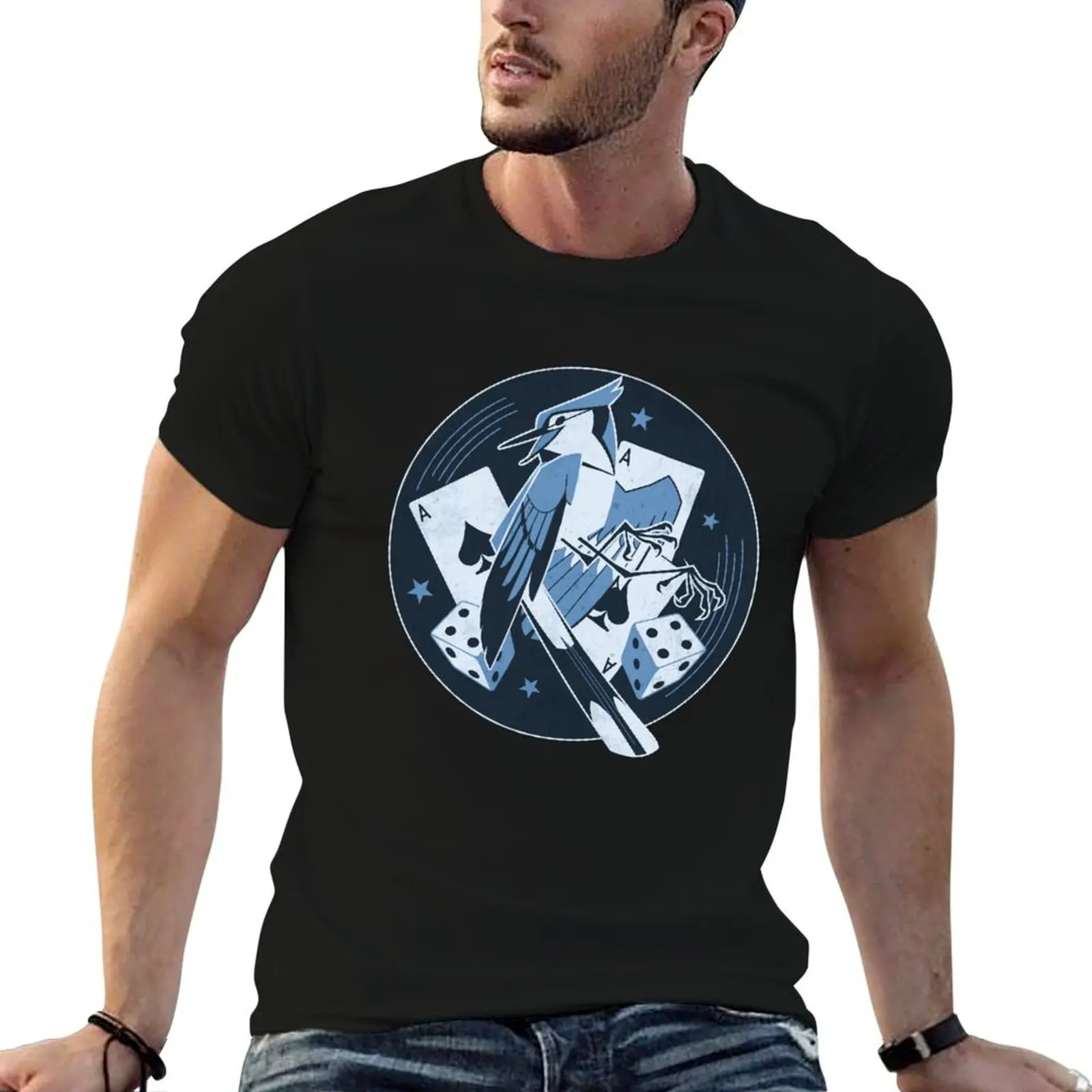 

blue jay (#060) T-Shirt man t shirt heavy cotton man graphic t shirt t shirt custom print T-Shirt