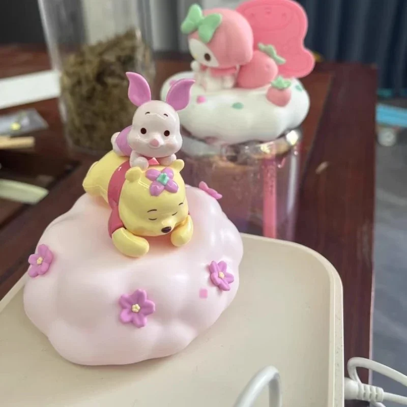 Cartoon Winnie The Pooh Sakura Theme Night Light Model Bedroom Bedside Lamp Accompany Children wake up to night toy gift