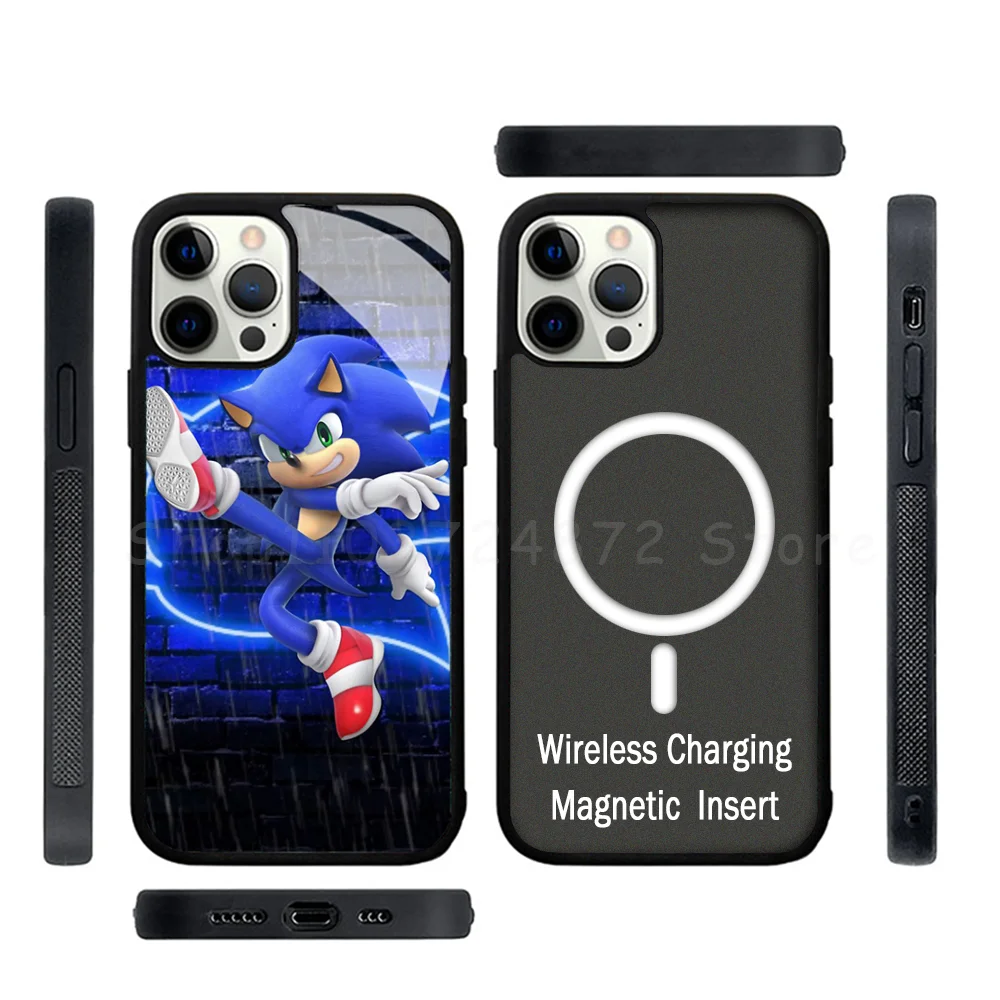 Sonics Cute H-Hedgehogs Phone Case Strong Magnetic For IPhone 15 14 13 Pro Max Mini Alex Mirror For Magsafe Wireless Charging