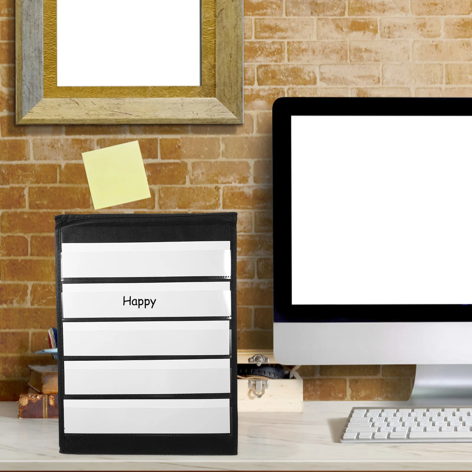 

Desktop Display Stand Greeting Card It Can Move Black Oxford Cloth Classroom Calendar Pocket Chart