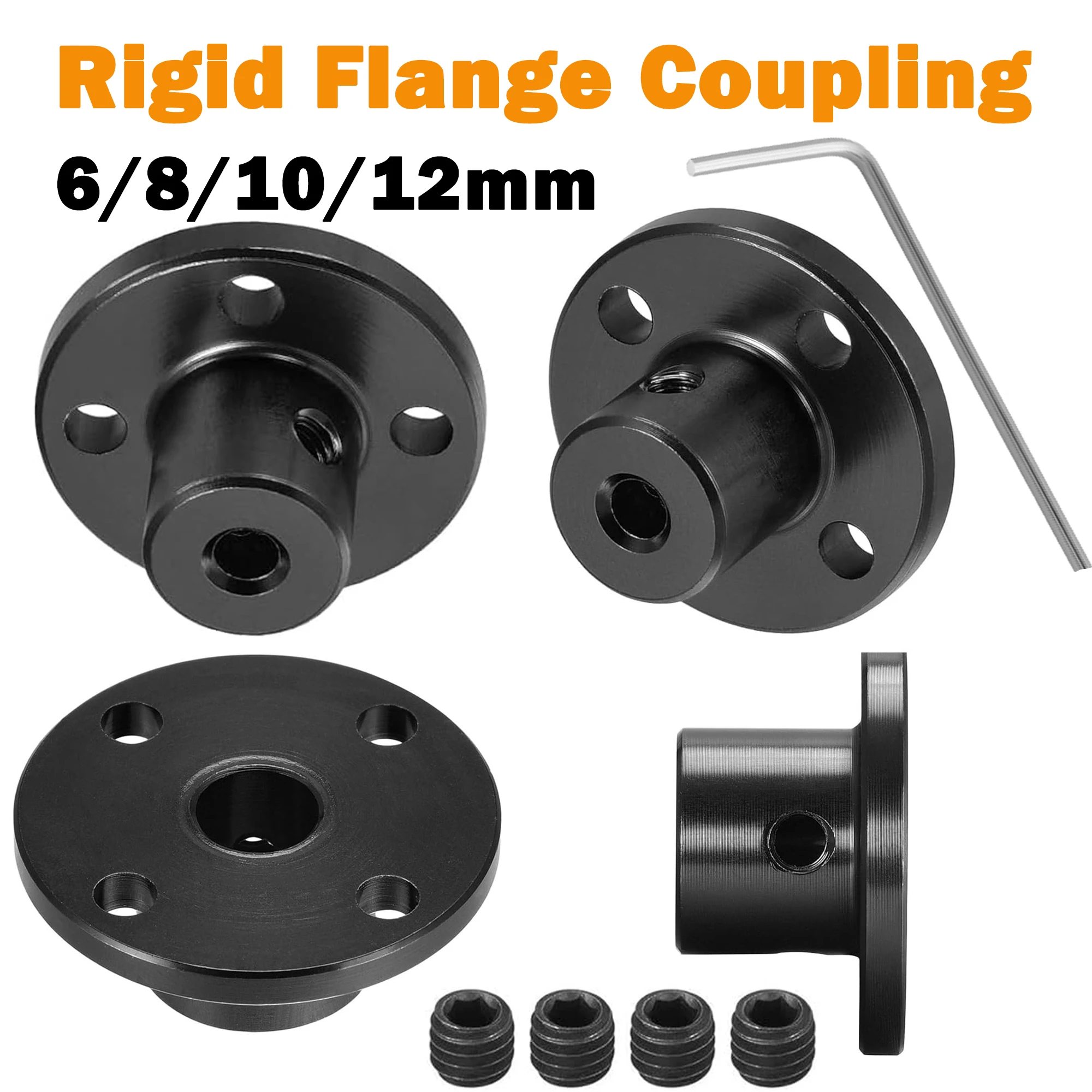 1Pcs Black Rigid Flange Coupling 6/8/10/12mm Carbon Steel Motor Rigid Flange Guide Shaft Coupler Motor Support Connector For CNC