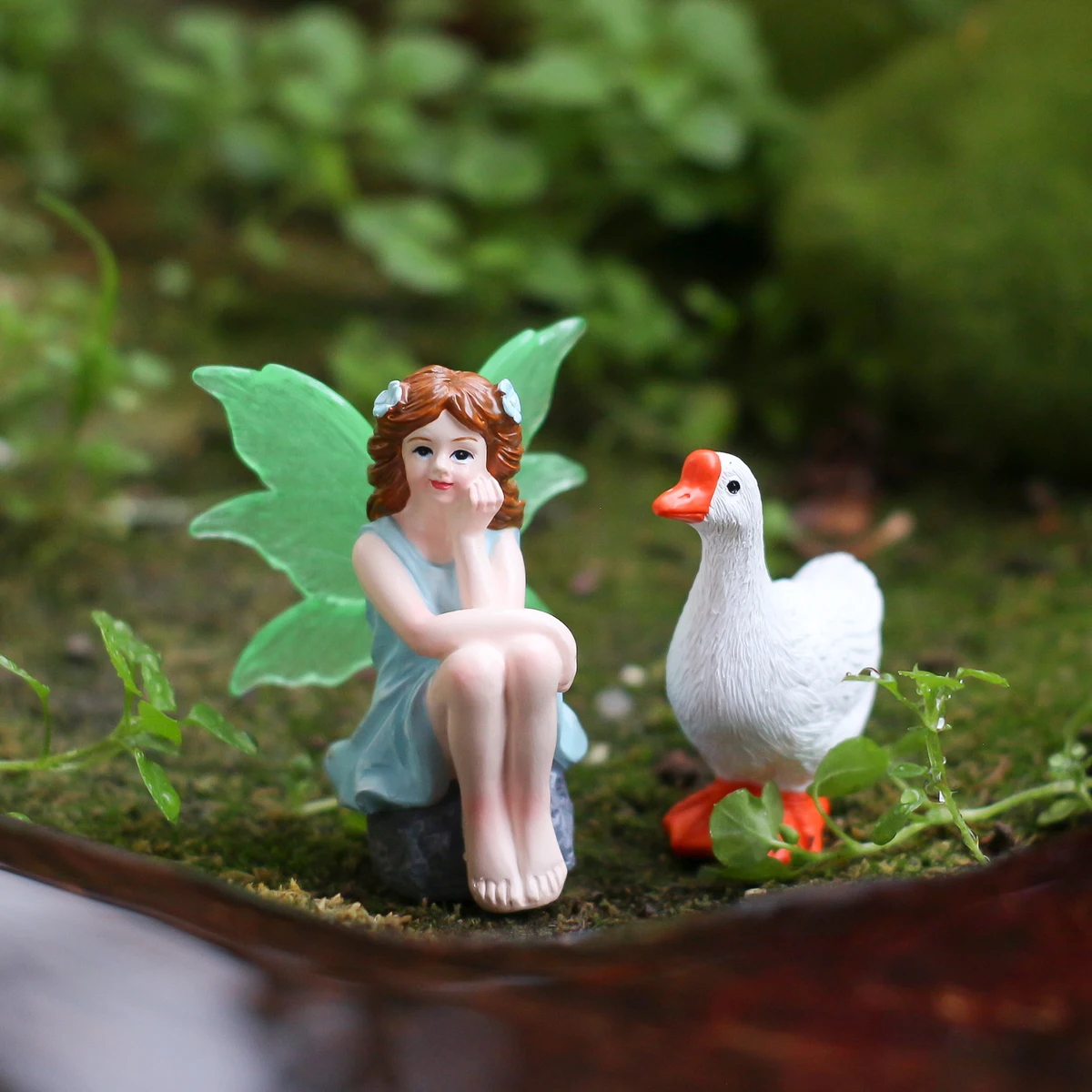 2 zittende feeën en ganzen, cr - Bonsai Garden World recensie en prijs