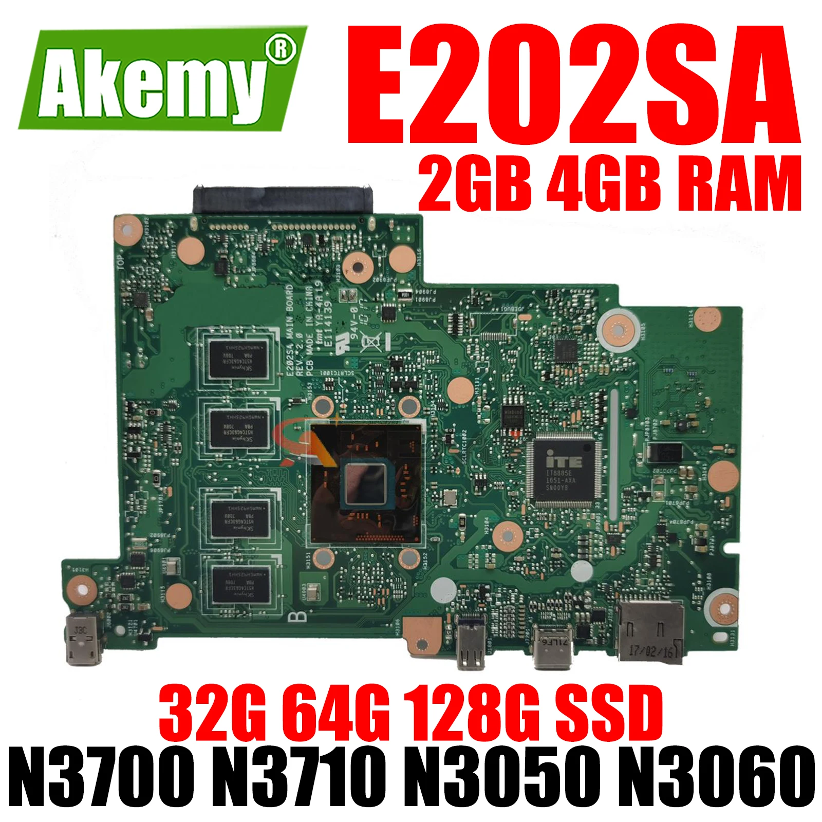 For ASUS EeeBook E202S E202 Laptop Motherboard E202SA With N3050/N3060 N3700/N3710 Test Well 100% Tested OK
