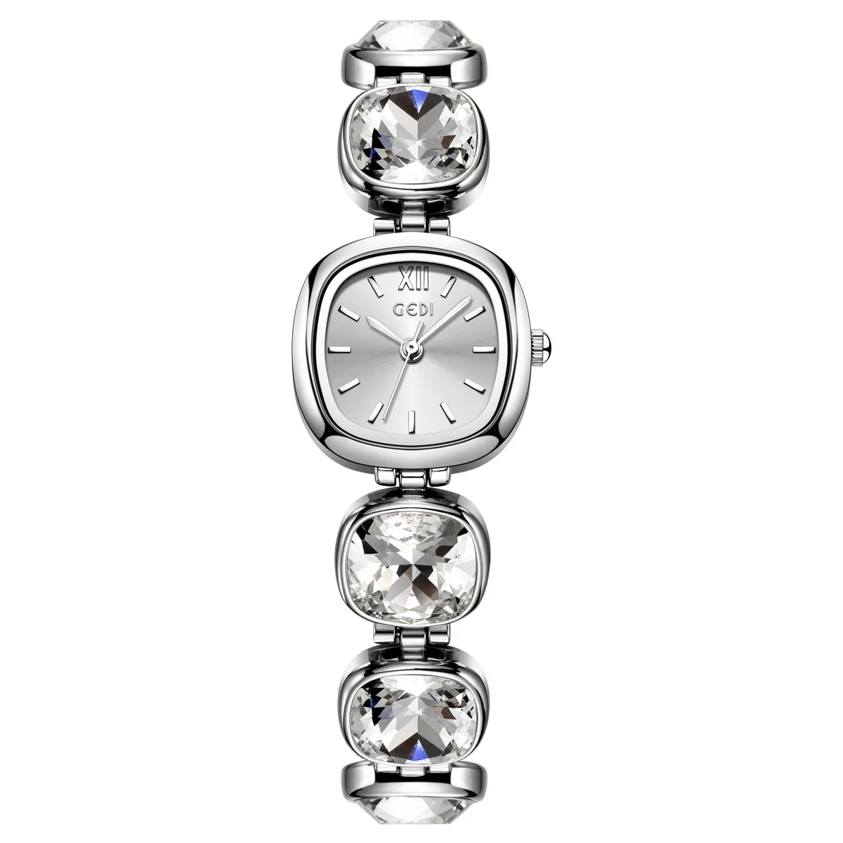 French Square Quartz Women's Watch with Diamond Inlaid Bracelet Waterproof Temperament Workplace Daily Commuting Clock Watches