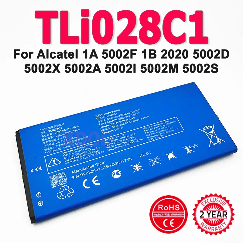 3000mAh Brand-New TLi028C1 TLi028C7 Battery For Alcatel 1A 5002F 1B 2020 5002D 5002X 5002A 5002I 5002M 5002S Bateria