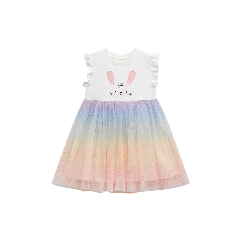

Feng Girls' Mesh Dress Summer New Children's Pure Cotton Fairy Dress