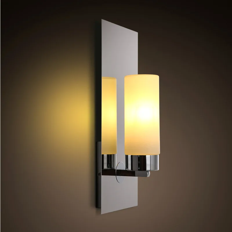 Modern candlestick wall lights chrome-plated simple bedroom bedside personalized hotel aisle corridor wall lights