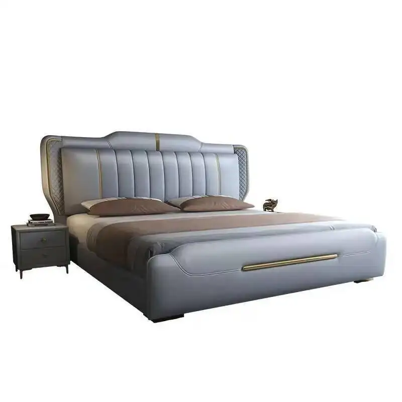 سرير خفيف إيطالي فاخر وبسيط وحديث بتصميم مزدوج سرير الأميرة غرفة نوم الملكة أثاث صالون Letto Matrimoniale الياباني