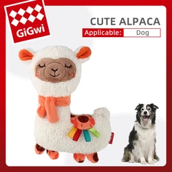 GiGwi Pet Toy Cute Series Alpaca Doll Circle Flannel Molar Teeth Plush Washable Lovely Toy Small Dog Puppy Outdoor Play Dogs