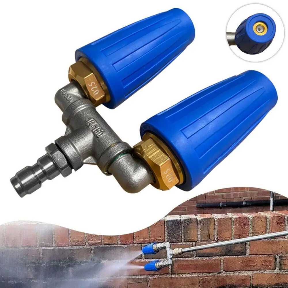 

4000PSI 4-6GPM Dual Turbo Nozzle Wear-Resistant Blue Rotate Washer Turbo Nozzle With1/4 Inch Ceramics Quick Connect Nozzle
