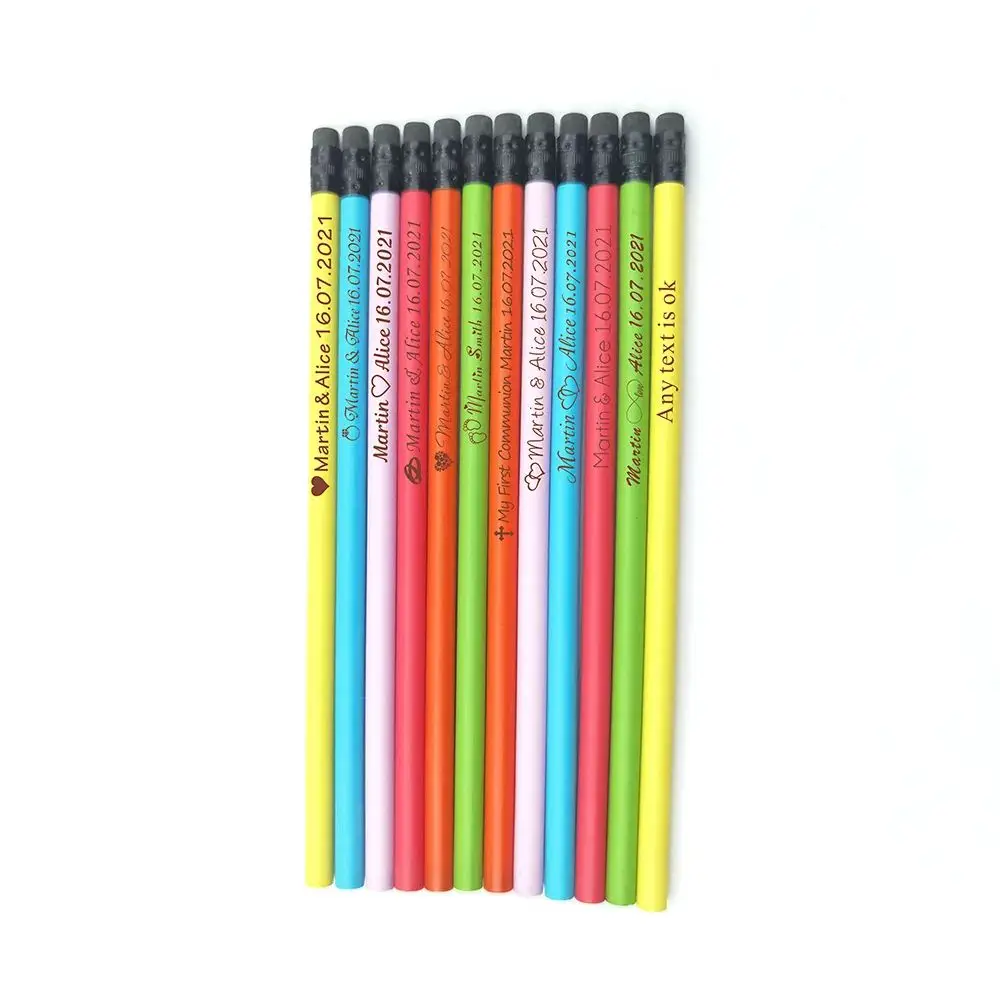 20/50/100PCS Customized Wooden Pencils With Rubber Engraved Pencils  Wedding Personalized Gifts Favors Baby Shower Party