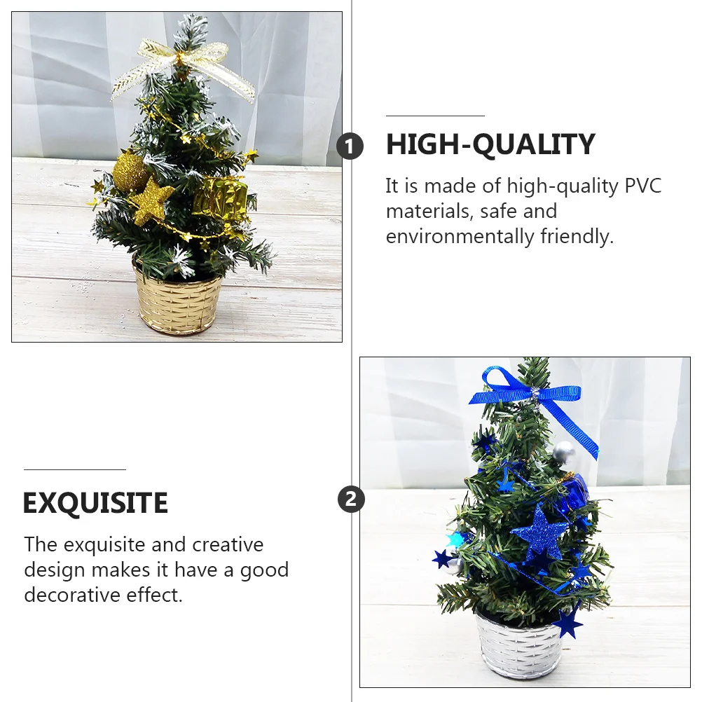 

4Pcs Mini Xmas Tree Decorations Creative Adorable Table Ornament Home Party Decor Desktop Xmas Tree Craft Holiday Festival Art