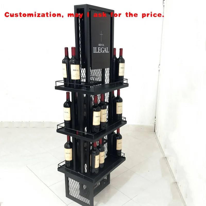 

на заказ. Розничный магазин. Изготовленная на заказ стойка для демонстрации напитков. Подставка для вина. Металлическая подставка для напитков.