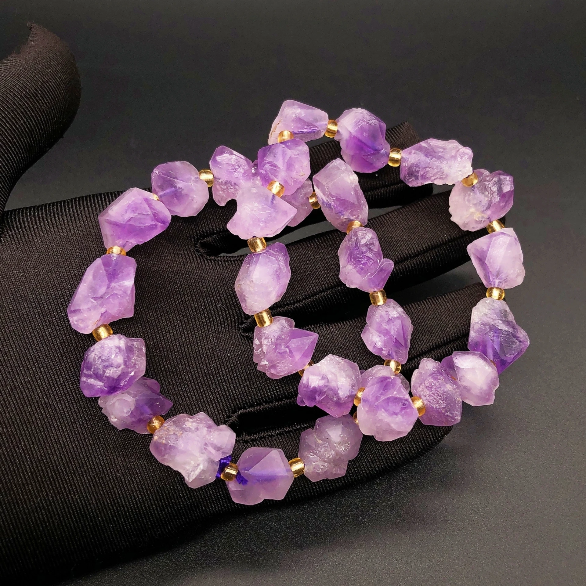 Pulsera de amatista y lavanda Natural, cristal Irregular, cuarzo, piedra rugosa, joyería Mineral en bruto, regalo para el hogar