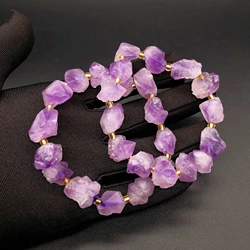 Natural Lavender Amethyst Bracelet Irregular Crystal Quartz Rough Stone DIY Fashion Raw Mineral  Jewelry ReikiHealing Home Gift