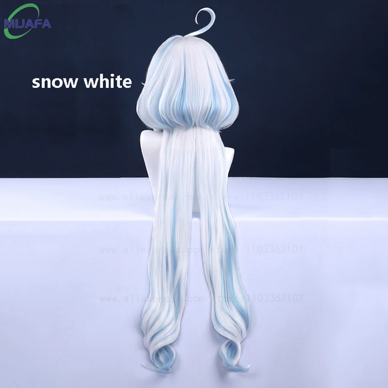 Really High Quality Fontaine Focalors Cosplay Wig Long Short Furina Wigs Blue White Curly Heat Resistant Hair Anime Wigs +WigCap image 4