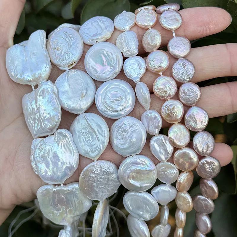 

Natural Freshwater Pearl Buttons Shape Stone Beads Loose Strand 15 Inches DIY For Jewelry Making Necklace Bracelet Free shipping