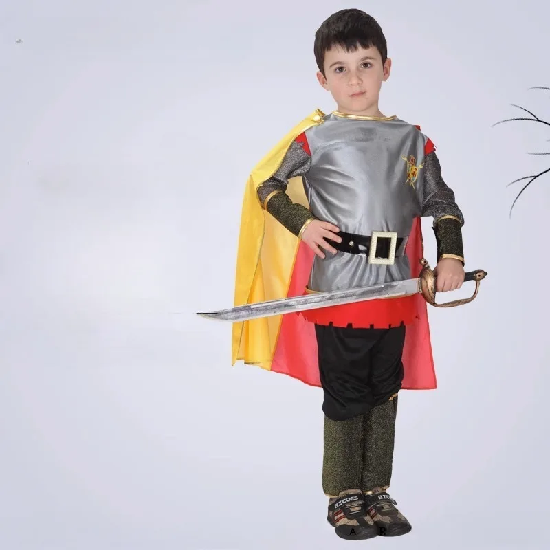 

Children Prince Cosplay Costume European Style Cape Cool Robe Coat Kid Role Play Clothes Purim Outfit for New Year Day