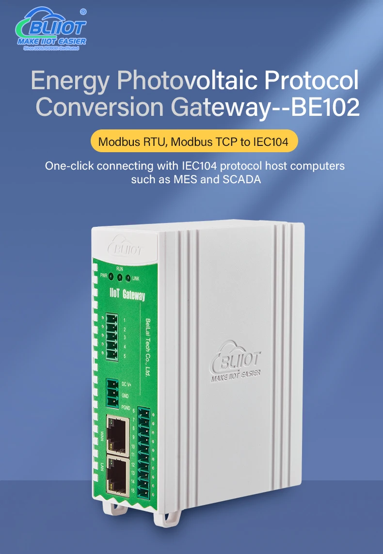 BLIIOT Modbus to IEC104 Power Grids Protocol Gateway WiFi RS232/485 Serial Ports Industrial Remote Communication Gateway