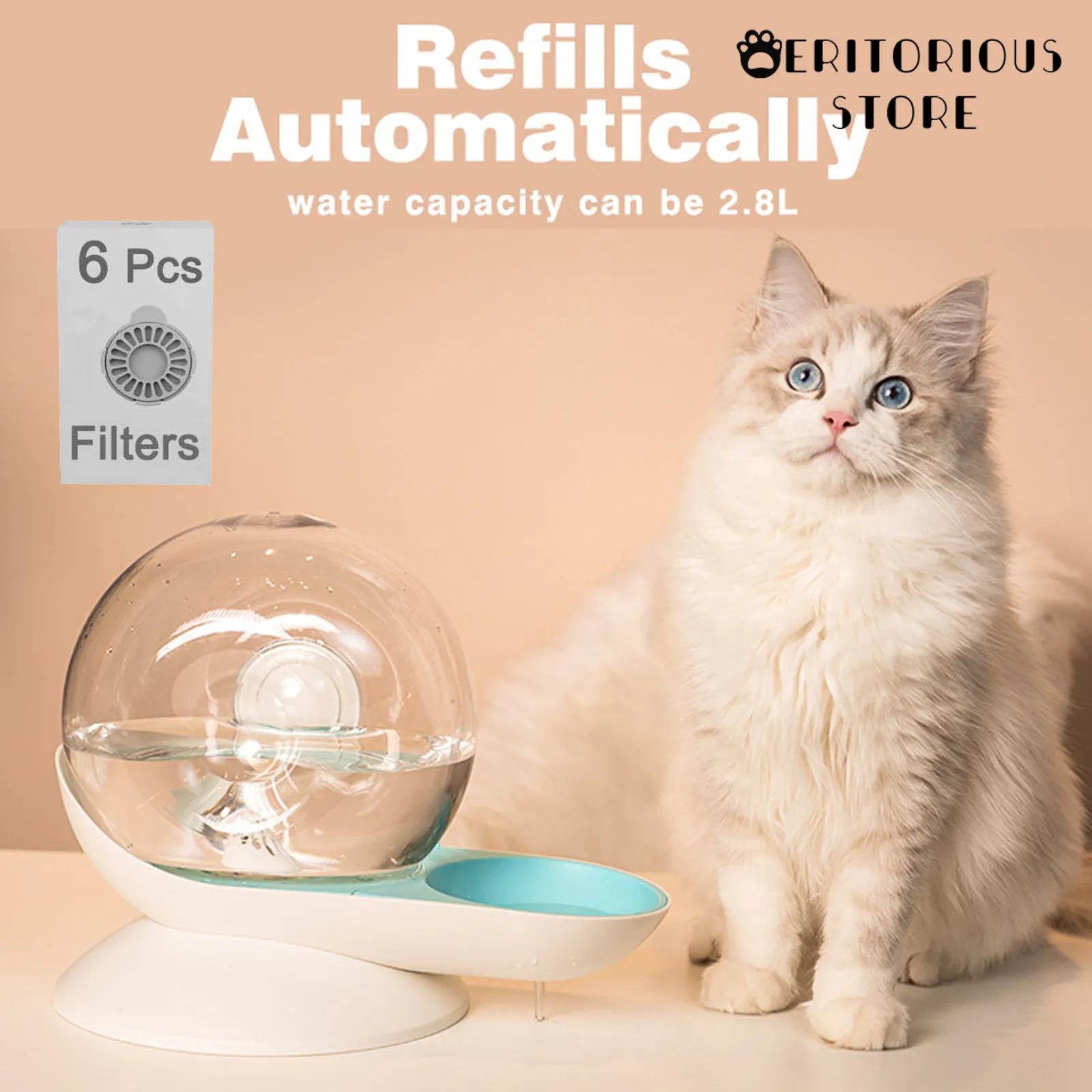 

Snails Bubble Automatic Cat Water Bowl Storage Fountain For Pets Water Dispenser Large Drinking Bowl Cat Drink No Electricity