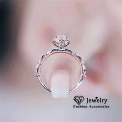 CC Wedding Rings for Women Silver Color White Gold Plated Cubic Zirconia Engagement Bridal Accessories Fashion Jewelry CC1348