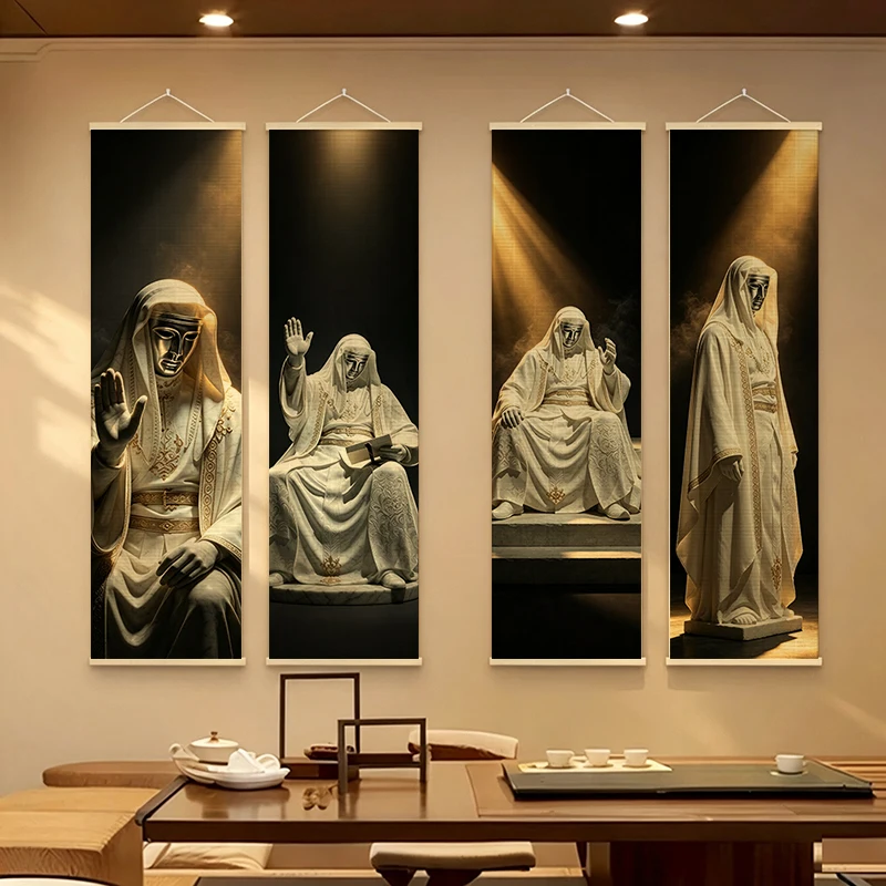 Home Decor Baldwin IV of Jerusalem King Bamboo Scroll Painting Stoic Resilience Spiritual for bedroom room decor aesthetic