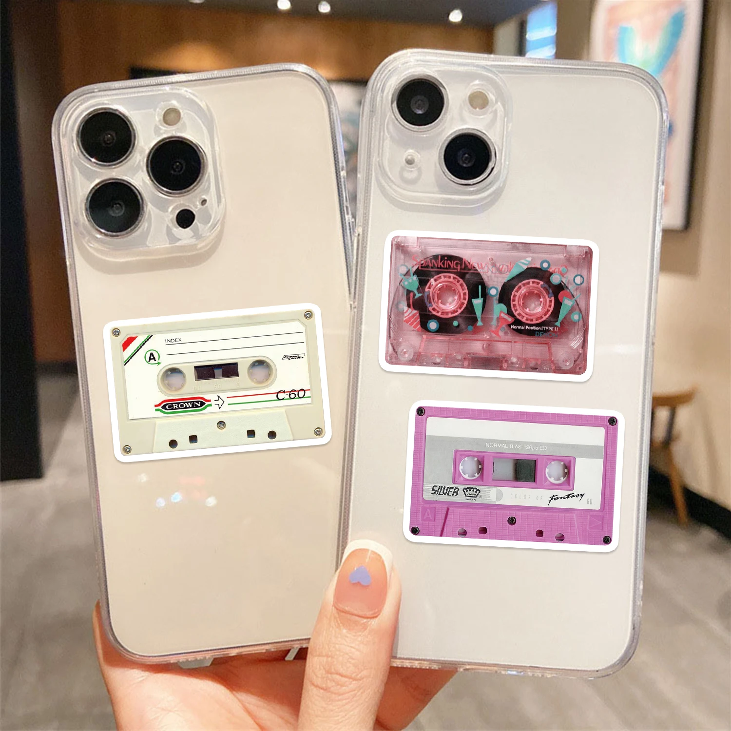 50PCS 레트로 카세트 테이프 스티커 장식 패션 노트북 수하물 크리 에이 티브 벽 바 장식 streetwear 크리 에이 티브 스티커