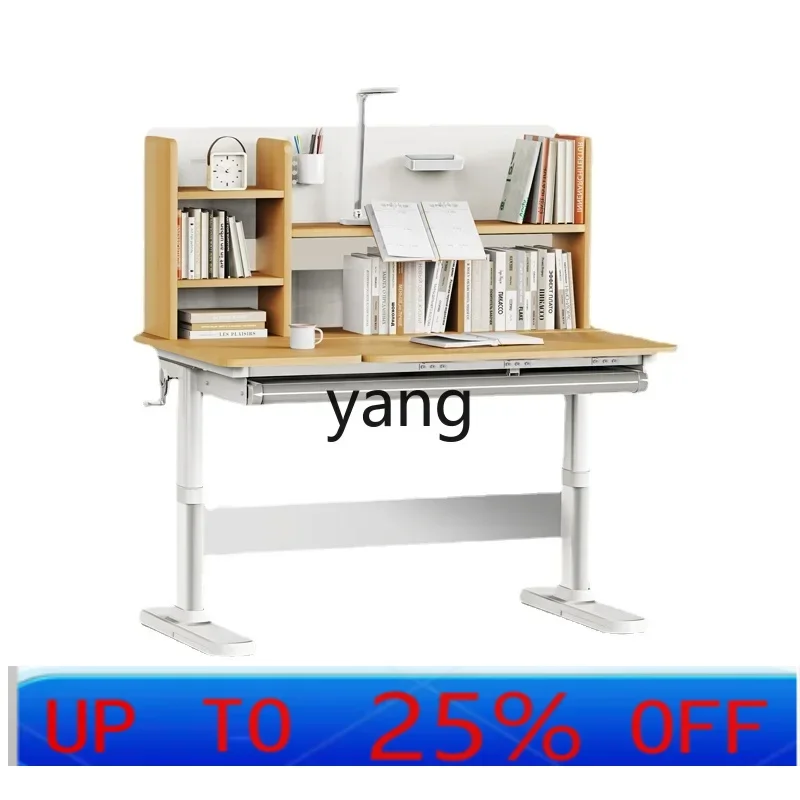 

LTT solid wood lifting book study table bookcase integrated primary school junior high school students home writing table