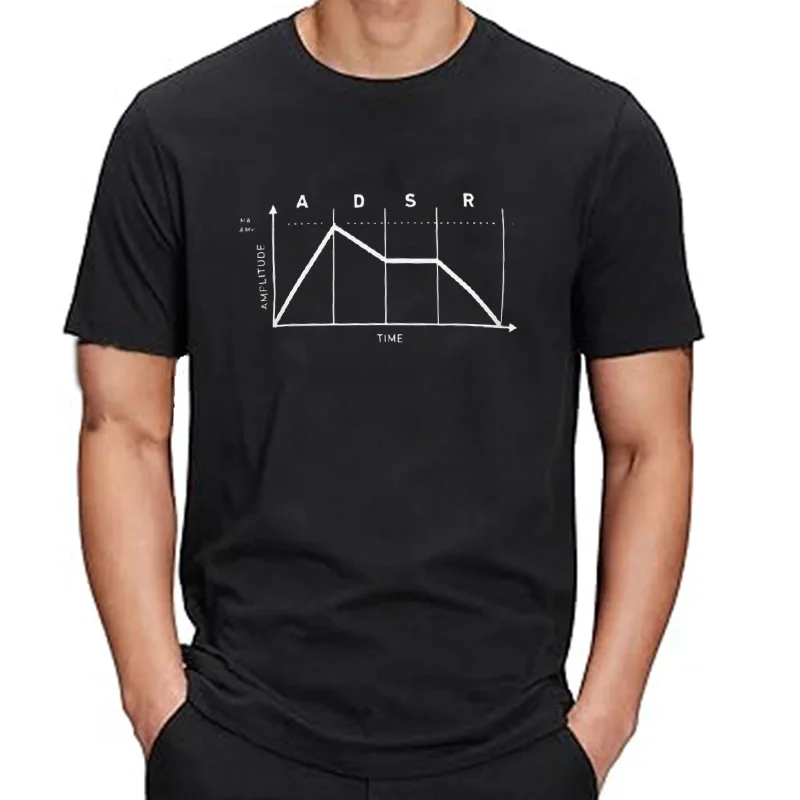 ADSR sintetizador sintetizador camiseta fanáticos de la música Humor regalo camisetas 100% algodón cuello redondo camise