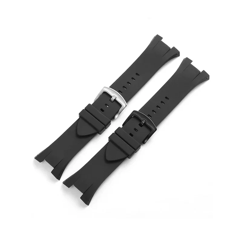 Substitute A-RMANI AX1050 AX1803 AX1802 Series Black Silicone Strap Concave Interface Rubber Men\'s Pin Buckle Watchband