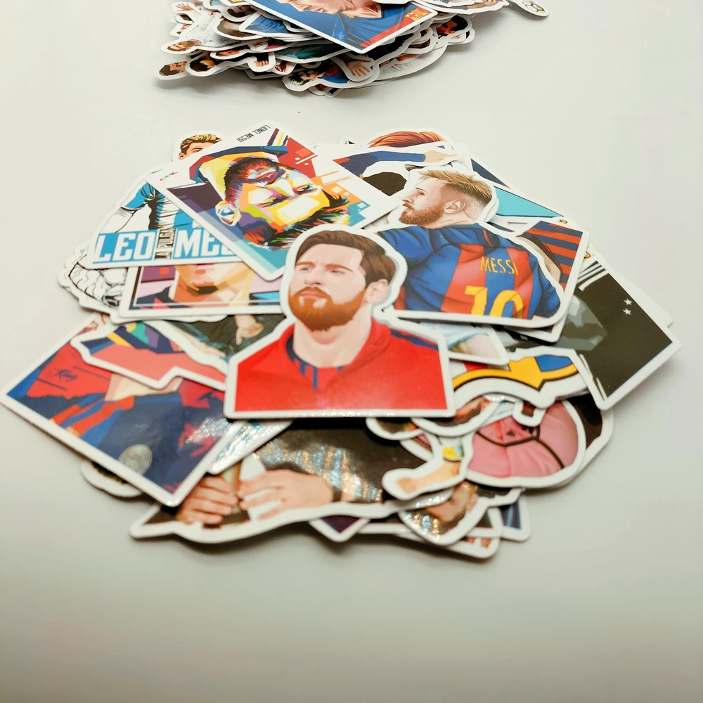 10/30/50Pcs Lionel Messi Football Club Decoration Stickers Messi DIY Wall Stickers Phone Luggage Skateboard Waterproof Decals