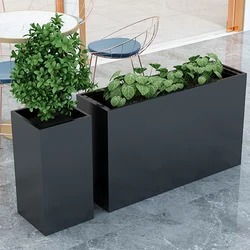 Customized Large Rectangular Stainless Steel Flower Box Balcony Planting Box Square Commercial Street Rectangular Flower Bed