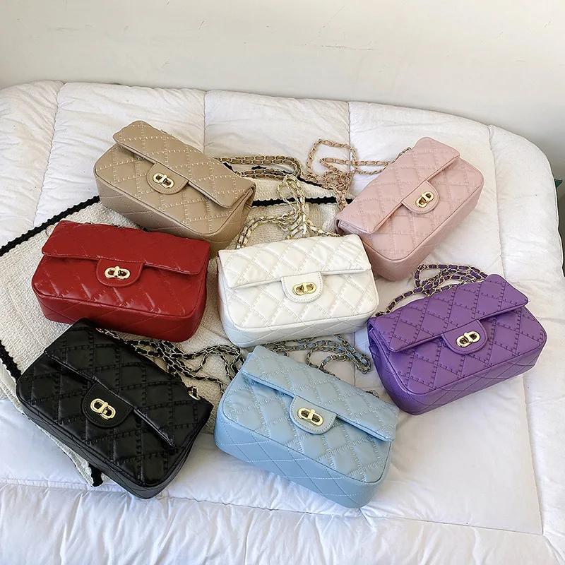 

2025 Luxe Quilted Chain Bag, Solid Color Crossbody Purse, Women's Minimalist Commuter Square Tote, Sling Bag, Casual Top Handle