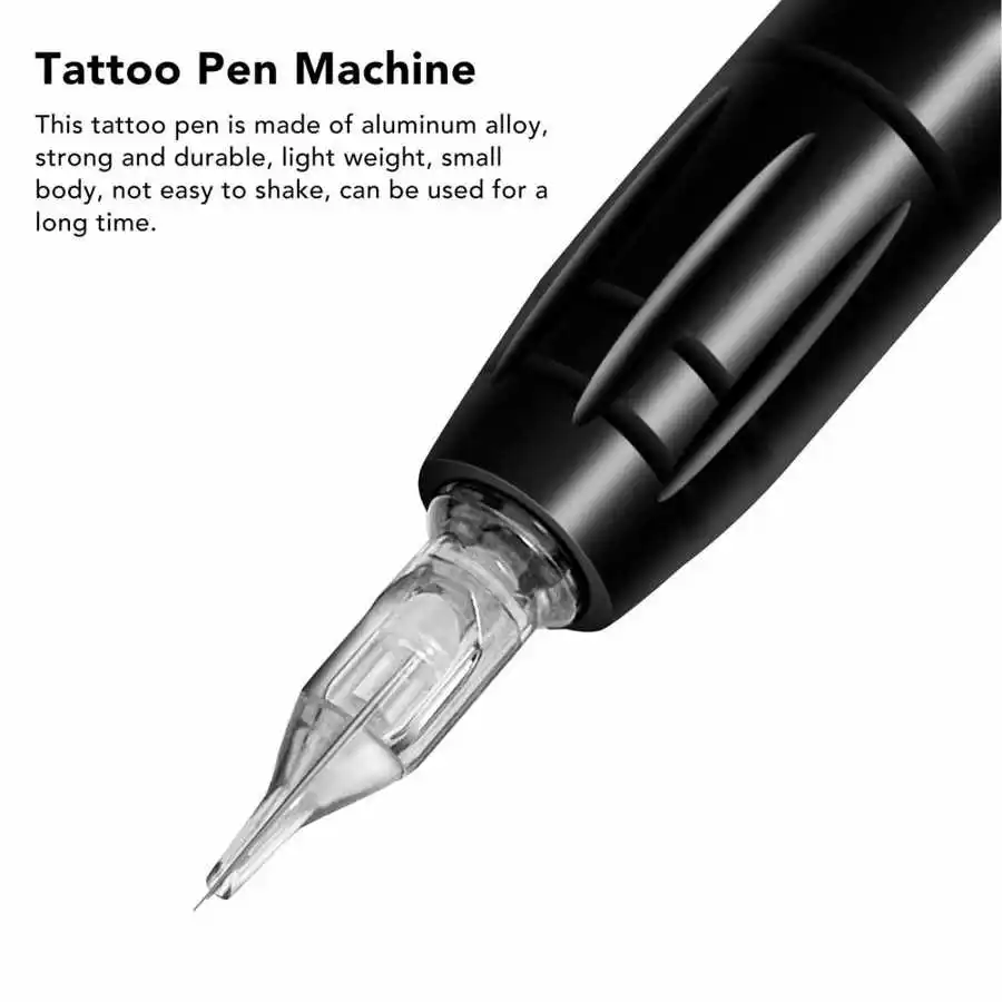 Beruf Tattoo Stift Aluminium legierung schwarz leichte Hochgeschwindigkeits-einstellbare Microb lading Patronen Tattoo-Maschine mit Schnur