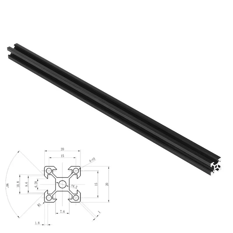 1pcs/lot 200/400/450 Black 2020 V-Slot Aluminum Profile Extrusion Frame For CNC Laser Engraving Machine Woodworking DIY