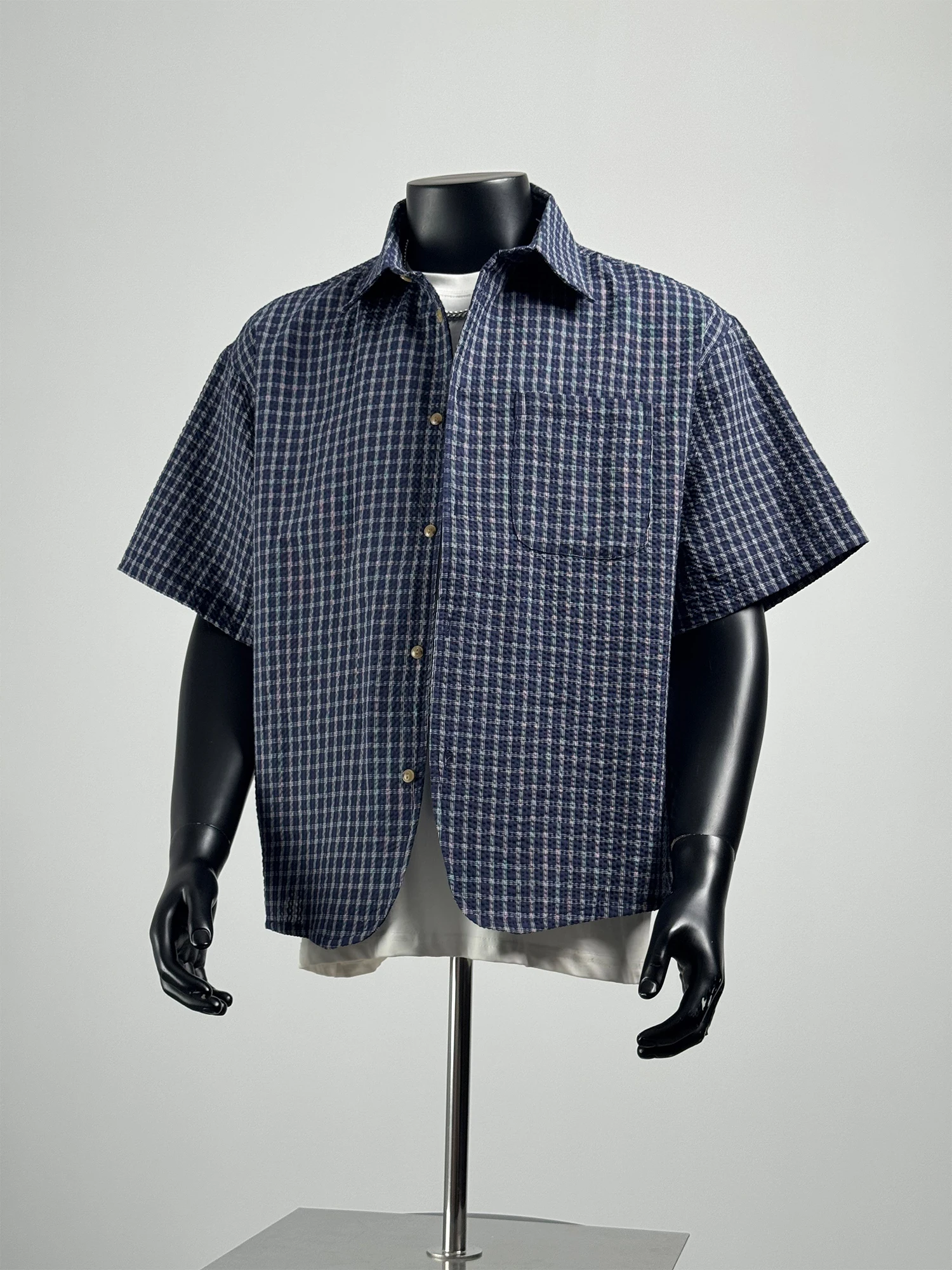 

Summer Men's Plaid ort Sve irt Loose Fit Casual Thin Cotton Pure Cotton f Sve irt Versatile Youth Sle